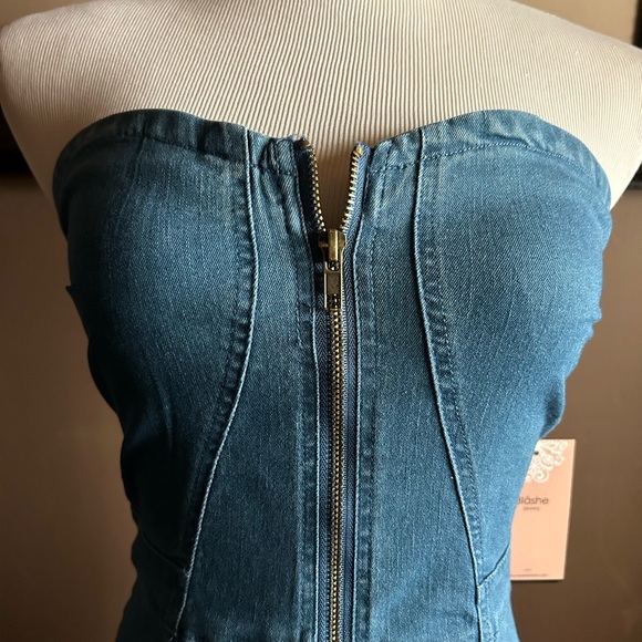Strapless Mini Blue Denim Dress NWT - Picture 6 of 8
